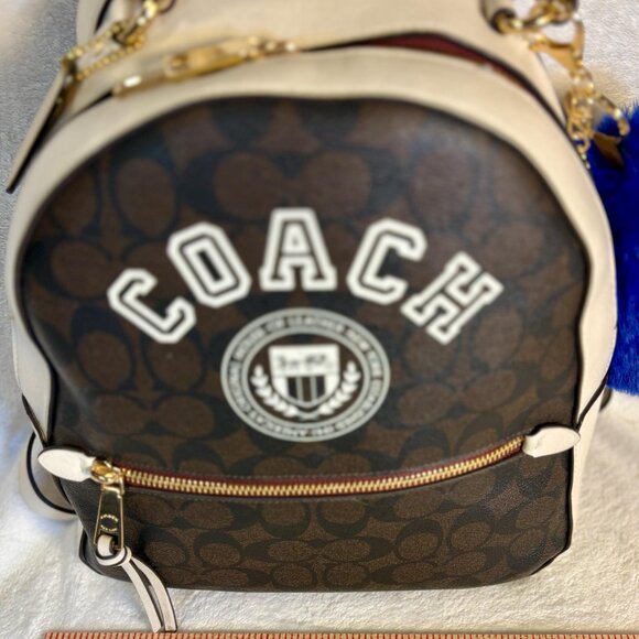 Coach Rare Jordyn Backpack in Signature Canvas with Varsity Motif, Fluffy Charm main image 10